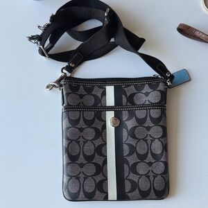 Coach Signature Black and Gray Crossbody Bag